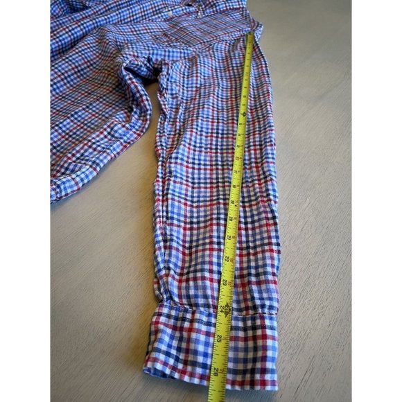 Men’s Polo Ralph Lauren Red White Blue 100% Linen Button Down Shirt Size XL - Picture 11 of 13